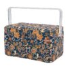 SINGER Large Premium Tackle Sewing Basket Navy Paisley Print with Notions Sewing Kit and Matching Pin Cushion