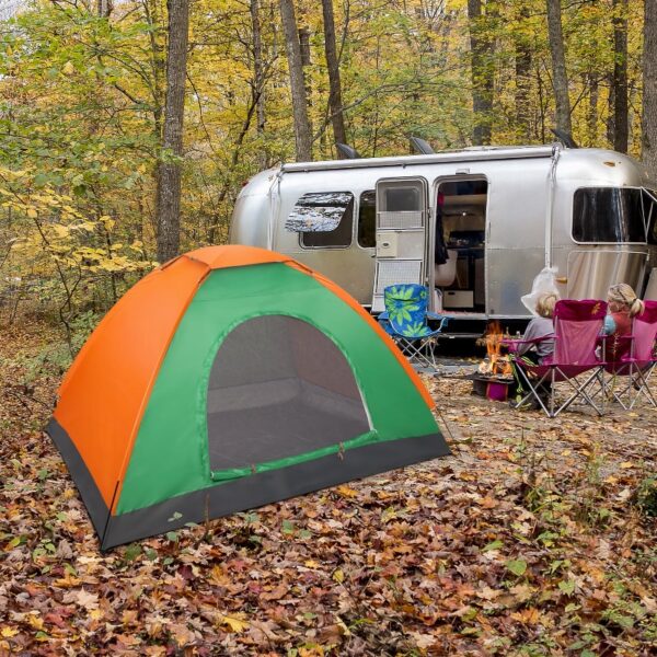 All Season Single Person Oxford Fabric Instant Tent, Orange & Green