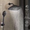 12 Inch Coverage High Pressure Rain Shower Head Combo with Adjustable Extension Arm, Wide Rainfall & 5 Modes Handheld Showerhead, Dual Anti-Clog Nozzles for Ultimate Experience, Silver Chrome