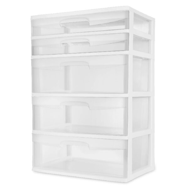 5 Drawer Wide Tower Black
