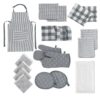 20 Piece Kitchen Towel Set - Cotton Dish Towels, Heat Resistant Kitchen Mittens and Pot Holder Set, Apron for Women with Pockets , Absorbent Dish Towels for Kitchen Drying - Olive