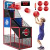 Kids Arcade Basketball Game, Indoor/Outdoor Basketball Hoop With 4 Balls, Basketball Game Toys Gifts for Boys and Girls (Blue)