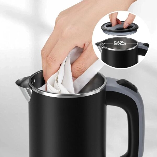 Travel Electric Tea Kettle with Auto Shut-Off & Boil Dry Protection, 304 Stainless Steel Mini Portable Water Boiler, 0.8 L Fast Heating Coffee Kettle, Perfect Holiday Gifts Black
