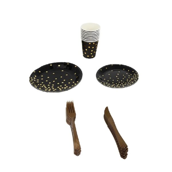 25 Sets Paper Plates Disposable Paper Cups Plastic Forks and Knives