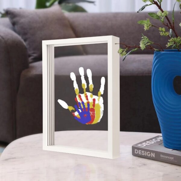Family Handprint Kit, DIY Craft Keepsake Wood Frame, Endless Gift Set, 4 Transparent Sheets - Brown