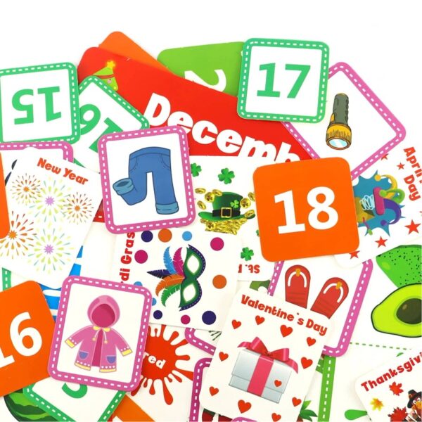 Circle Learning Time Center Pocket Chart Calendar Set Kids Children Educational Learning Toys
