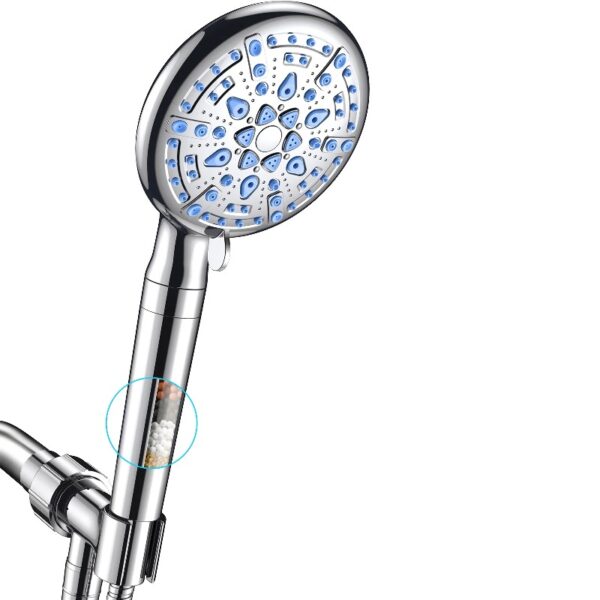 9 Setting Handheld Shower Head,High Pressure Shower Head with Filter,Silver