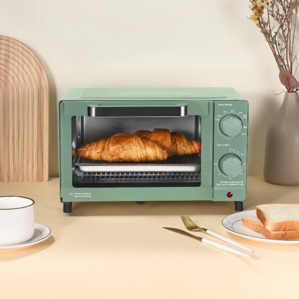 4 Slice Countertop Toaster Oven with 3 Settings, includes Baking Rack and Pan, Black, New