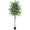 DR.Planzen 5 feet Artificial Ficus Tree, Tall Lifelike Greenery with Natural Wood Trunk for Living Room, office floor and corner decor