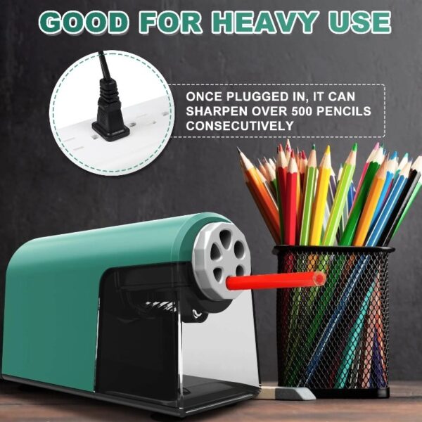 AFMAT Heavy Duty Electric Pencil Sharpener for Classroom,6 Holes, Electric Pencil Sharpeners for Home, Pencil Sharpener Plug in for 6-11mm Pencils,Auto Stop, Super Fast,Never Eat Pencils, New,Black