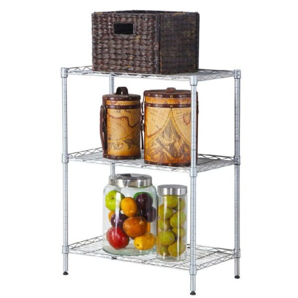 3-shelf Wire Shelving,  Adjustable Storage Rack Unit, Microwave Bakers Rack Garage Kitchen Organizer, Capacity for 200 lbs