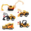 25 in 1 Construction Trucks Push and Go Car Carrier Truck Toy, Play Vehicles with Sounds and Lights, 12 Mini Diecast Trucks Included