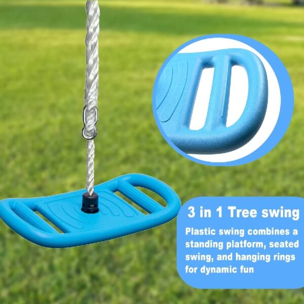3-in-1 Kids Rope Swing with Monkey Bars - Outdoor Playground Swing Set for Backyard, Blue