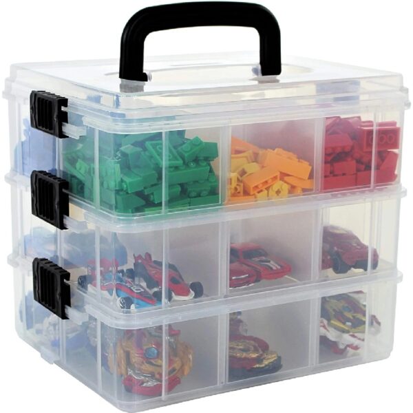 Toy Organizer With 18 Adjustable Compartments Compatible with Calico Critter, Hot Wheels, Lego Storage Organizer