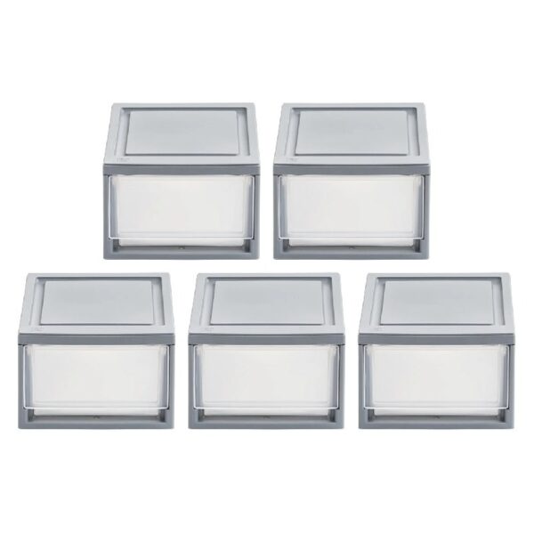 6 Qt Small Plastic Drawers, Under Bed Storage Bins, Stackable, Modular 5Pk