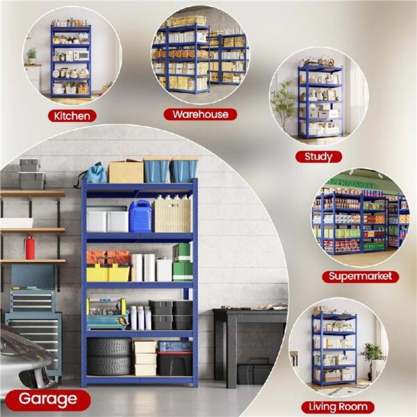 5-Tier Metal Boltless & Adjustable Storage Rack, Blue