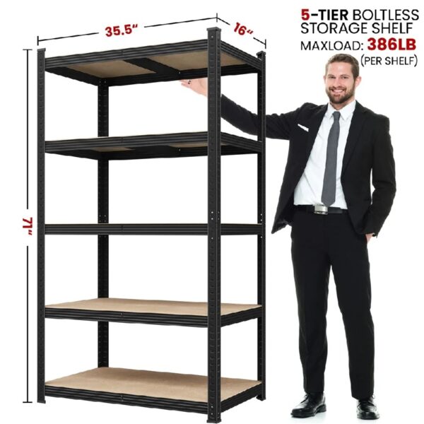 5-Tier Metal Boltless & Adjustable Storage Rack, Blue