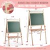Art Easel for Kids with Paper Roll, Adjustable Double Side Art Drawing Standing Chalkboard for Toddlers 3-12, Boy & Girls Wooden Gift & Art Supplies for Toddler