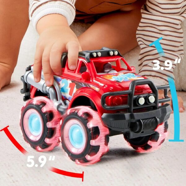 Joyfy 3PCS Monster Friction-Powered Truck Toy, Friction Powered Toy Truck with Flashing LED Wheel, Best Birthday Gift for Boys Girls