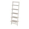 5-Tier Slatted Wood Leaning Ladder Shelf for Narrow Storage, Wooden Bookcase for Living Room, Bathroom, Kitchen, Office or Bedroom, Black Finish