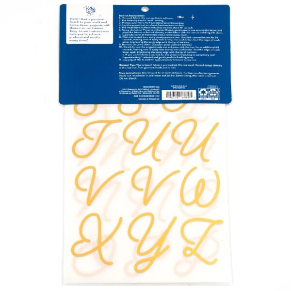 (3 pack) Hello Hobby Iron-on Gold Foil Script Letters, 47 Pieces