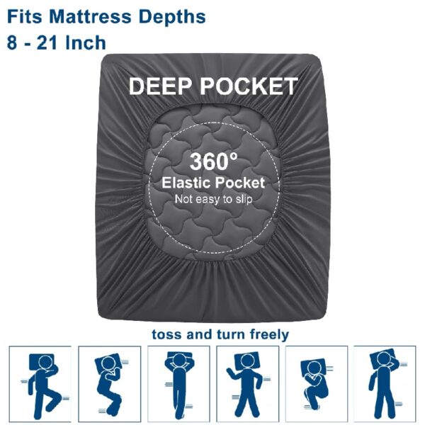 Queen Mattress Pad, Quilted Fitted Mattress Topper Protector, Cooling Breathable Bed Cover with 8-21