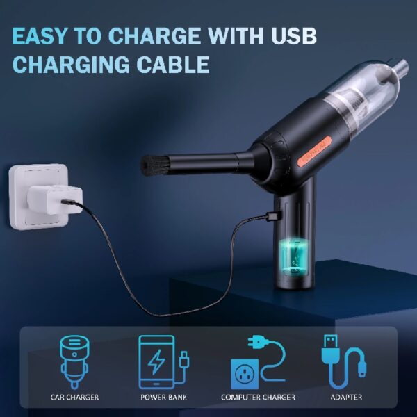 Handheld Car Vacuum Cleaner, 18000PA Hand Held Vacuum Portable Cordless, 2 in 1 Air Duster and Vacuum Cleaner with Multi-Nozzles, High Power Mini Vacuum for Home, Pet, Office