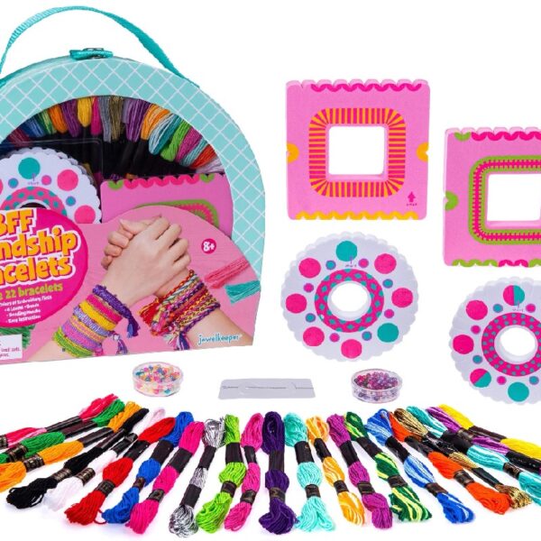 Jewelkeeper BFF Friendship Bracelet Activity Kit, DIY Bracelet Making Kit for Girls, Makes 22 Bracelets, 4 Looms, and Beads - with Instructions