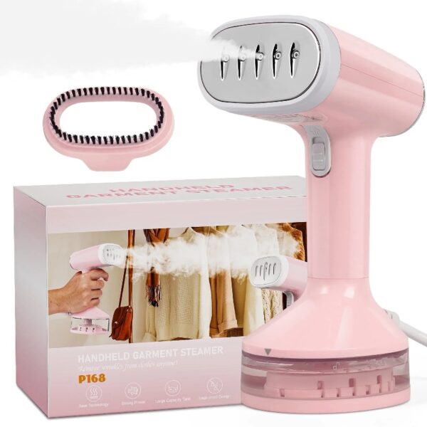 Steamer for Clothes, 1500W Handheld Garment Steamer, Steam Iron, Portable Travel Fabric Wrinkles Remover, 15s Fast Heat-up, Pink