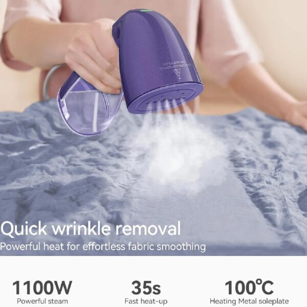 Steamer for Clothes, 1100W Garment Steamer, Fast Wrinkle Removal with Large 300ml Water Tank, Compact and Portable Travel Steam (white)
