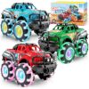 Joyfy 3PCS Monster Friction-Powered Truck Toy, Friction Powered Toy Truck with Flashing LED Wheel, Best Birthday Gift for Boys Girls