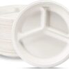 Round Plates Disposable Heavy Duty Paper Plates Bulk, 125-Pack