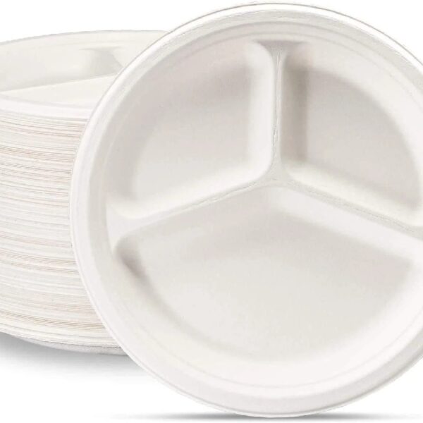 Round Plates Disposable Heavy Duty Paper Plates Bulk, 125-Pack