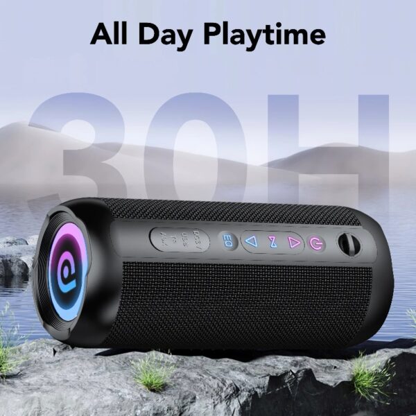 8afa66ade0964aa593dab3290163ed82 Portable Bluetooth Speaker IPX7 Waterproof, 30W Loud Sound, Deep Bass, Bluetooth 5.3, LED Lights, Wireless Stereo Pairing, 30H Playtime, for Home/Outdoor/Party/Beach, Birthday Gift (Black)