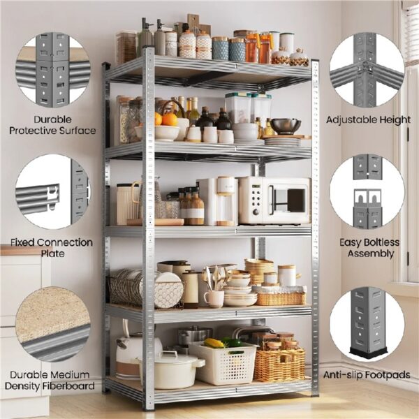 5-Tier Metal Boltless & Adjustable Storage Rack, Blue