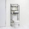 3-Shelf over the Toilet Steel Wall Mount Storage Shelf Unit, Black, Holds up to 30 lb Capacity
