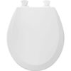 Round Enameled Wood Toilet Seat in White with Easy·Clean Hinge