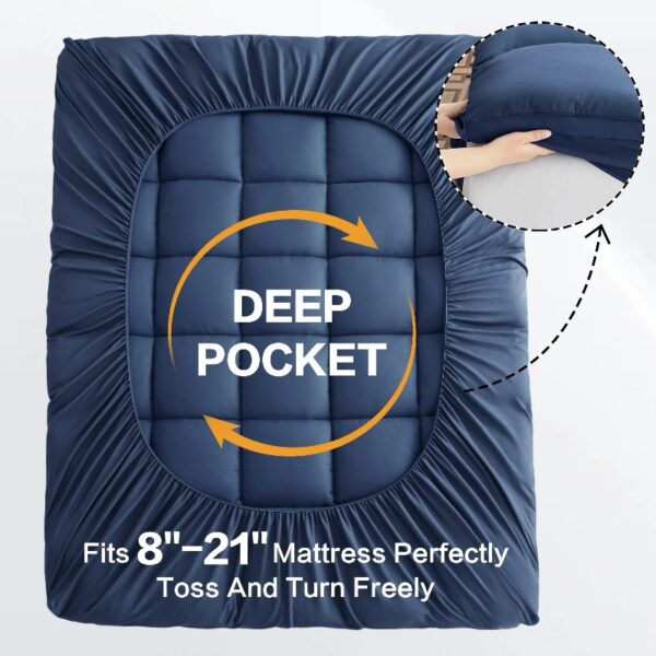 100% 400TC Mattress Topper Queen for Back Pain, Extra Thick Cooling Mattress Pad, Mattress Protector Pillow Top Mattress Cover with 8-21
