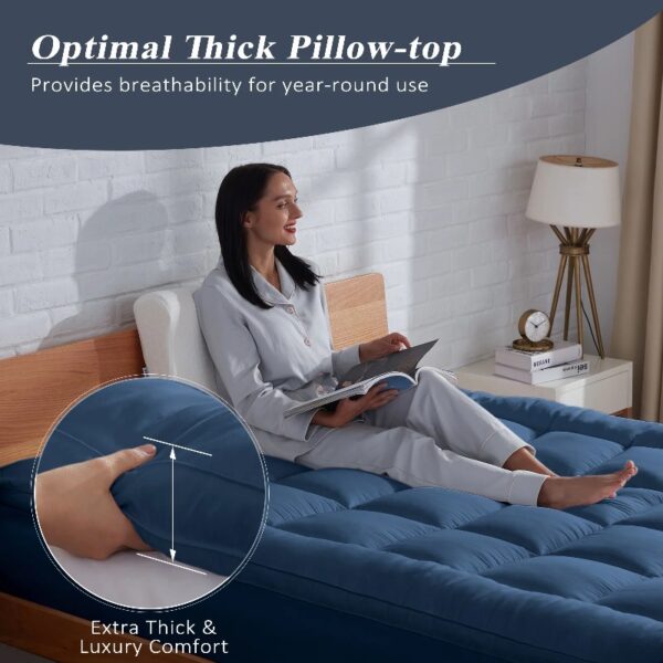 Extra Thick Mattress Topper, Cooling Mattress Pad Cover, Organic Cotton Pillow Top Protector with 8-21 Inch Deep Pocket, Twin Size