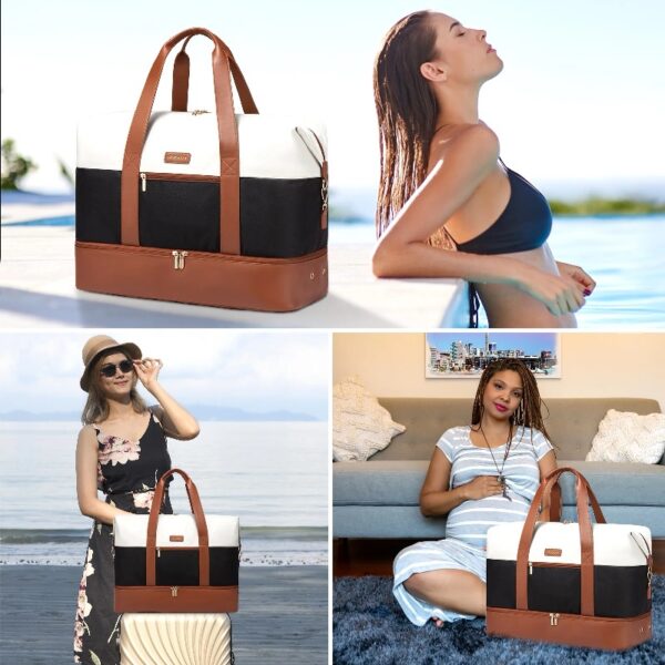 Travel Duffel Bag for Women, Large Weekender Overnight Bag, Carry-on Gym Bag with Separate Shoes Compartment, Mom Hospital Bags for Labor and Delivery with 2 Packing Cubes