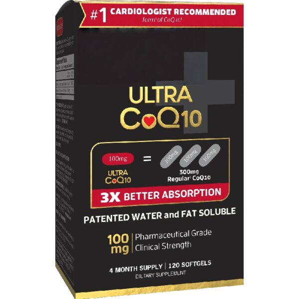 Ultra CoQ10 CoEnzyme Q10 for Heart Health and Energy Production Dietary Supplement Softgels, 100 mg, 120 Count