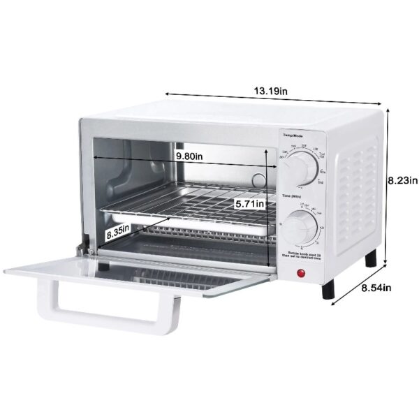 4 Slice Countertop Toaster Oven with 3 Settings, includes Baking Rack and Pan, Black, New