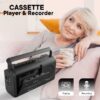 Cassette Player Boombox, Portable AM/FM Radio Stereo, Cassette Tape Player Recorder with Big Speaker and Earphone Jack, Battery Operated or AC Powered