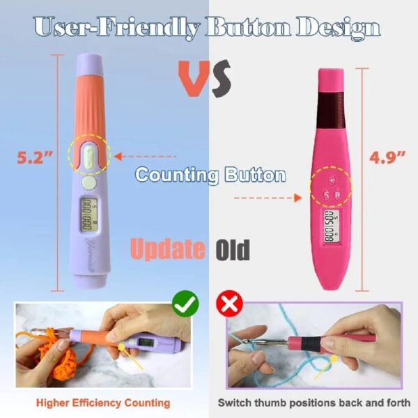 Yarniss Crochet Hooks Set with Digital Counter, 17 Sizes Light Up Crochet Hooks 2.5mm-14.0mm