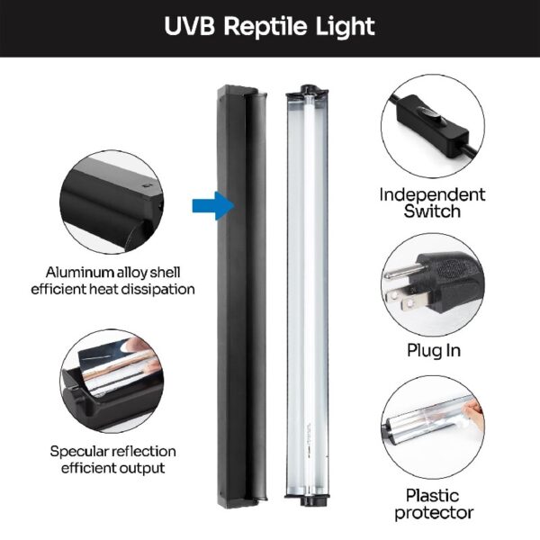 ECOSUB 24W T5 HO UVB Reptile Terrarium Habitat Lighting Kit, Black, 1 Count