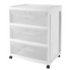 3 Drawer Wide Storage Cart, Gray