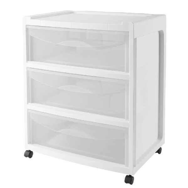 3 Drawer Wide Storage Cart, Gray