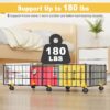 Under Bed Storage with Wheels, 2 Pack Living Room Bedroom Storage Organizers, Large Metal Under Bed Drawer Containers, Black