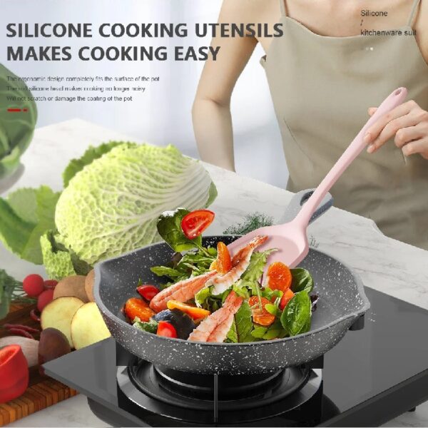 Black Silicone Cooking Utensils Set - 446°F Heat Resistant Kitchen Utensils,Turner Tongs,Spatula,Spoon,Brush,Whisk,Kitchen Utensil Gadgets Tools Set for Nonstick Cookware,Dishwasher Safe (BPA Free)
