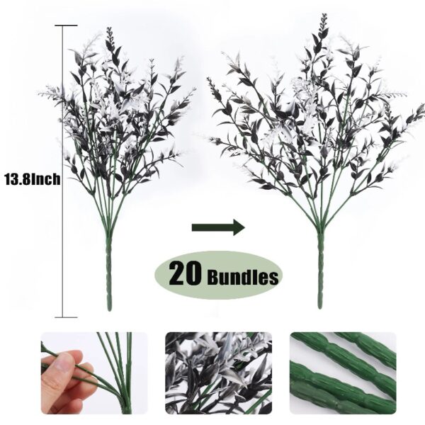 RECUTMS 20 Bundles Outdoor Artificial Plant UV Resistant Fake Plants, Faux Plastic Greenery for Indoor Outside Hanging Plants Garden Porch Window(White)